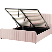 LUNAN - Bed met opbergruimte - Pastelroze - 160 x 200 cm - Polyester