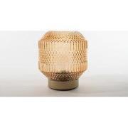 Lantern Glass 16X17Cm Amber With Golden Base Led Bulb 2