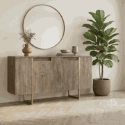 Modern Dressoir Walnoot Luxe 160x80x35 - Gouden Frame
