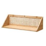 Wandplank van bamboe en natuurlijk rotan - 50 cm