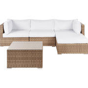 SANO II - Loungeset - Natuurlijk/Wit - Linkszijdig - Kunstrotan