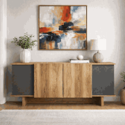 Modern Dressoir Antraciet-Walnootlook Melamine Diana 180 cm