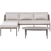 LEFFE - Loungeset - Beige - Rechtszijdig - Stof/Aluminium