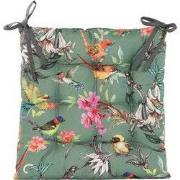 Stoelkussen gewatteerd vogels 38x38 cm groen