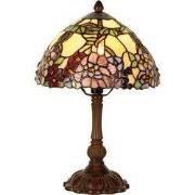 Lumilamp Tiffany Tafellamp Ø 22x32 cm Geel Groen Glas Bloemen