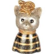 Clayre & Eef Decoratie Beeld Kat 11x9x18 cm Goudkleurig Bruin Kunststo...