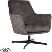 LABEL51 Fauteuil Toby - Antraciet - Velours - One Size