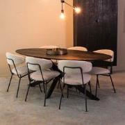 LABEL51 Eetkamertafel James - Zwart - Mangohout - 240 cm - Ovaal