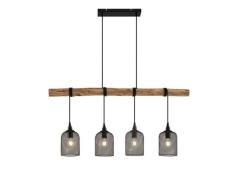 Lindby - Elrond 4 Hanglamp Black/Wood