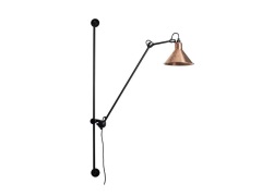 Lampe Gras - 214 Wandlamp Conic Zwart/Raw Koper/Wit