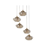 Lindby - Piatra 5 Cluster Hanglamp Amber/Geel Koper