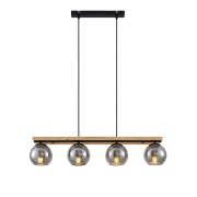 Lindby - Philika hanglamp Smoke/Wood/Black