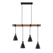 Lindby - Trebale 4 Hanglamp Black/Wood