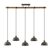 Lindby - Durbis 5 Hanglamp Dark Grey/Wood
