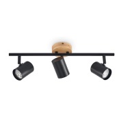 Lindby - Xiomara 3 Plafondlamp Black/Light Wood
