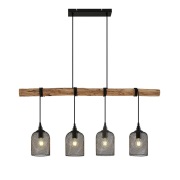 Lindby - Elrond 4 Hanglamp Black/Wood
