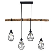 Lindby - Eldarion 4 Hanglamp Black/Wood