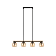 Lindby - Enrique Hanglamp Amber/Black/Oak