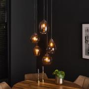 Vico Mix 5L - hanglamp - Ø 43 x 180 cm - oud zilver/chrome