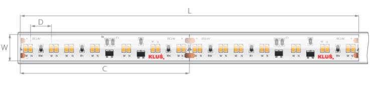 Klus LED strip - 1cm breed, 500cm lengte - 24Vdc - dim to warm - 9,6W ...
