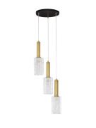 Nova Luce Certa - hanglamp - Ø 30 x 120 cm - helder glas, messing goud...