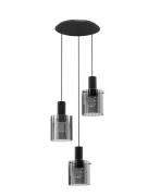 Nova Luce Mirbi - hanglamp - Ø 45 x 150 cm - zandzwart en rokerig glas